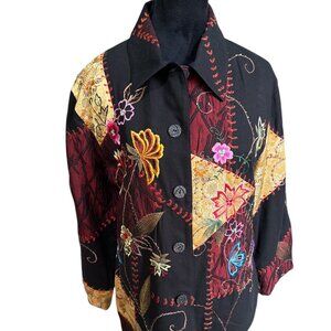 Bala Bala SILK Small Bold & Beautiful Embroidered Beaded Button Lined Jacket